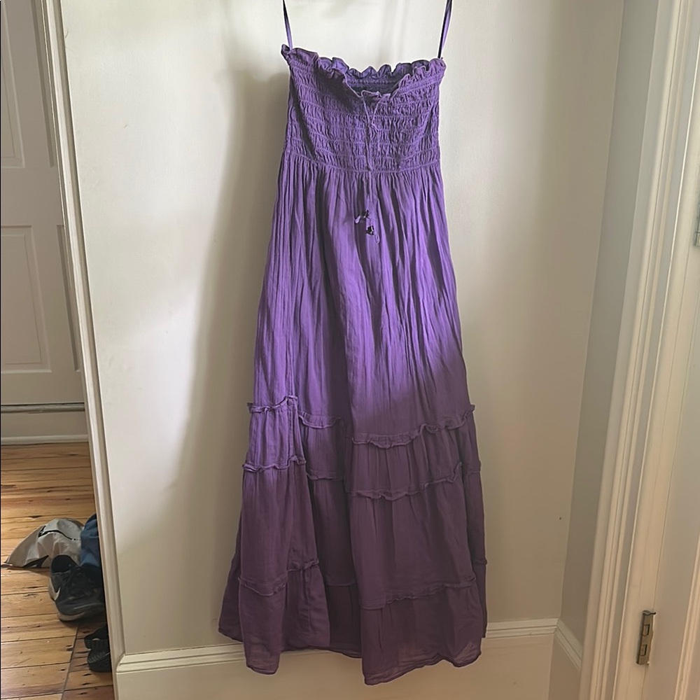 GAP Purple strapless Smocked Tiered maxi Sundress